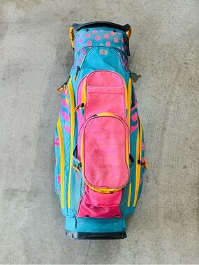 OGIO Teal Pink Yellow Floral-Accent 14- Way Golf Bag